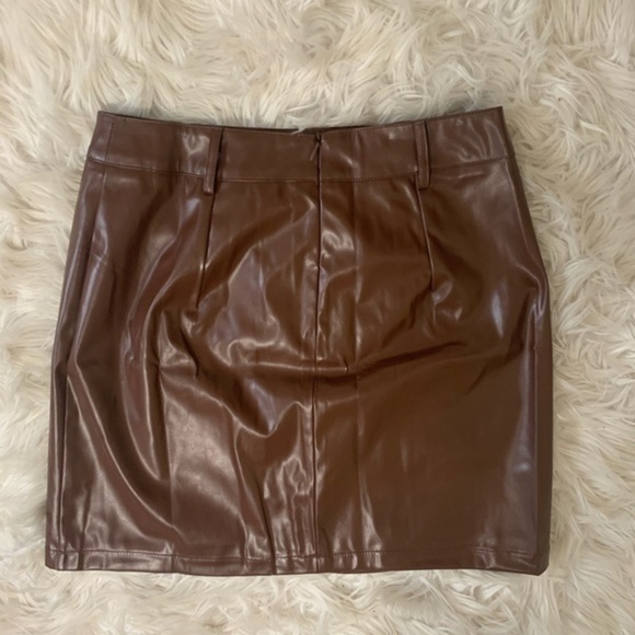 Kate Kasin Brown vegan Leather Mini Skirt Medium - Picture 11 of 13